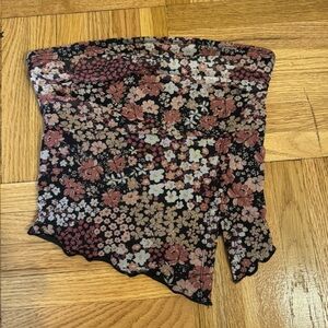 SHEIN Floral Strapless Top - Black and Pink